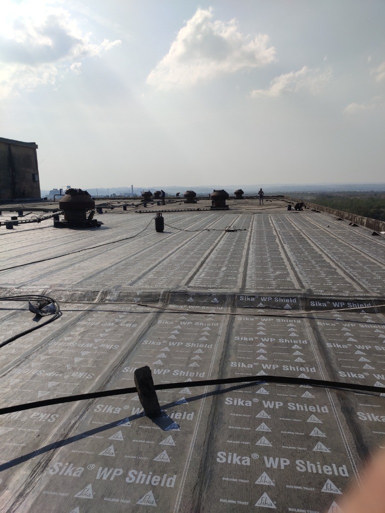 Roof membrane waterproofing sheet application